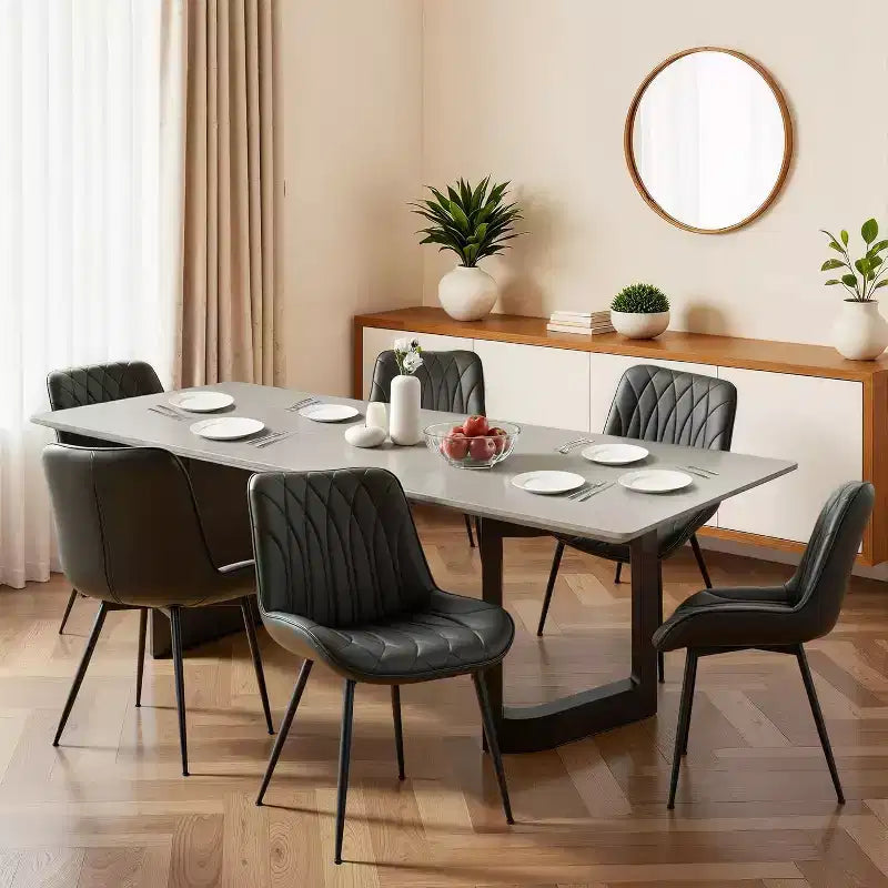 Sedie da pranzo moderne, sedie da sala da pranzo moderne con cuscini spessi, sedie laterali imbottite in similpelle con gambe in metallo, nero