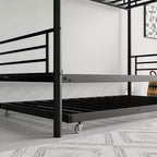 Letto a Castello in Metallo con Struttura e Rotelle Estraibili, con Scaletta e Sponde di Sicurezza, Salvaspazio per Adolescenti, Ospiti, Camere da Letto Piccole
