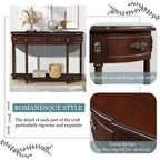 Tavolo Console Retrò Curvo con 2 Cassetti, Tavolino da Divano Stile Rustico con Gambe Romane e Ripiano Aperto, Tavolo d'Ingresso in Legno per Salotto, Corridoio