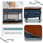 Tavolo Console Retrò Curvo con 2 Cassetti, Tavolino da Divano Stile Rustico con Gambe Romane e Ripiano Aperto, Tavolo d'Ingresso in Legno per Salotto, Corridoio