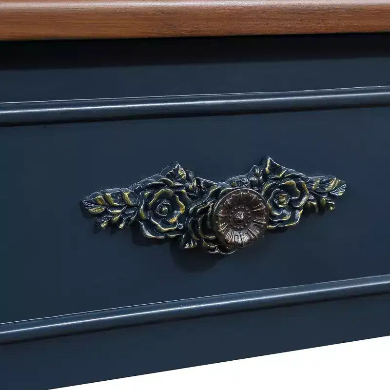 Tavolo Console Retrò Curvo con 2 Cassetti, Tavolino da Divano Stile Rustico con Gambe Romane e Ripiano Aperto, Tavolo d'Ingresso in Legno per Salotto, Corridoio