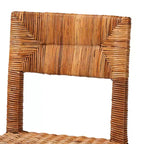 Sedia da pranzo Manrico in legno e rattan naturale Marrone Scuro/Marrone Naturale: Stile Bohemien, Intreccio Geometrico, Nessun Montaggio Richiesto