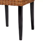 Sedia da pranzo Manrico in legno e rattan naturale Marrone Scuro/Marrone Naturale: Stile Bohemien, Intreccio Geometrico, Nessun Montaggio Richiesto