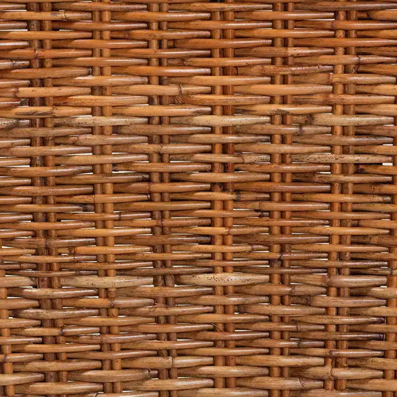 Sedia da pranzo Manrico in legno e rattan naturale Marrone Scuro/Marrone Naturale: Stile Bohemien, Intreccio Geometrico, Nessun Montaggio Richiesto