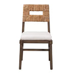 Porsha Mahogany Wood and Natural Rattan Dining Chair White/Natural Brown/Walnut Brown - Baxton Studio: Bohemian Style, No Assembly Required