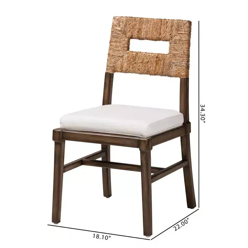 Porsha Mahogany Wood and Natural Rattan Dining Chair White/Natural Brown/Walnut Brown: Stile bohémien, nessun assemblaggio richiesto