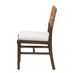 Porsha Mahogany Wood and Natural Rattan Dining Chair White/Natural Brown/Walnut Brown: Stile bohémien, nessun assemblaggio richiesto