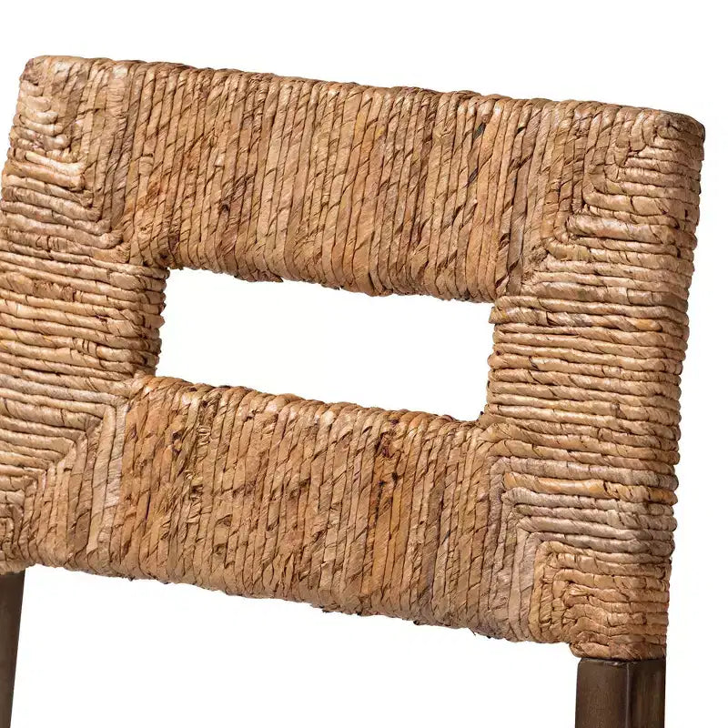 Porsha Mahogany Wood and Natural Rattan Dining Chair White/Natural Brown/Walnut Brown: Stile bohémien, nessun assemblaggio richiesto