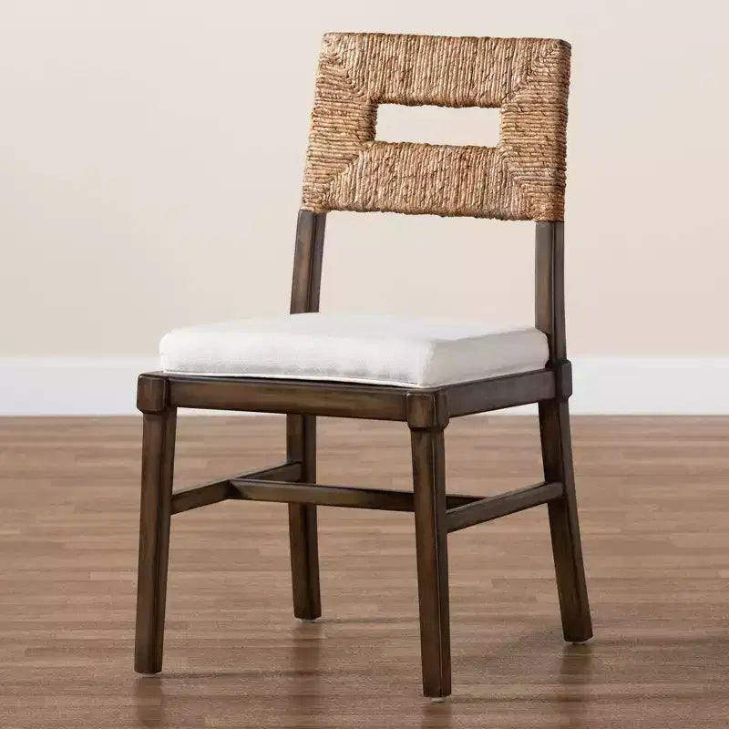 Porsha Mahogany Wood and Natural Rattan Dining Chair White/Natural Brown/Walnut Brown: Stile bohémien, nessun assemblaggio richiesto