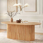 Tavolo da pranzo ovale moderno Layton in legno massello naturale