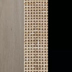Mobile TV Mina in Rattan e Legno con 2 Ante, 119 cm, per TV fino a 150 cm, Rovere Chiaro/Nero Opaco: Mobile TV con Contenitore