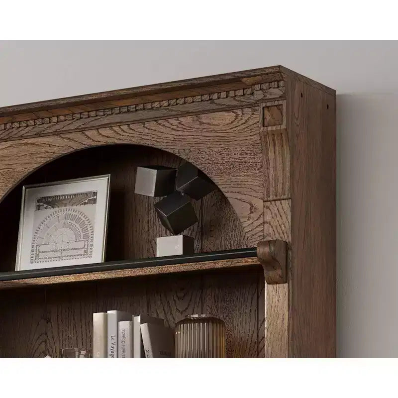 Libreria Tradizionale Alta 239 cm in Legno con Mobile Contenitore Collezione Stratton Marrone