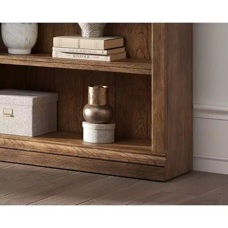 Libreria Tradizionale Alta 239 cm in Legno con Mobile Contenitore Collezione Stratton Marrone