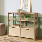 Libreria Piccola da 81 cm stile scandinavo con cassetti, colore naturale