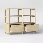 Libreria Piccola da 81 cm stile scandinavo con cassetti, colore naturale