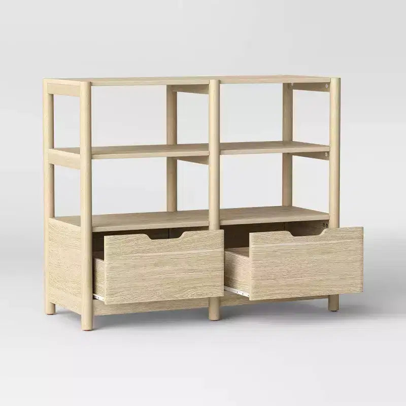 Libreria Piccola da 81 cm stile scandinavo con cassetti, colore naturale