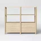 Libreria Piccola da 81 cm stile scandinavo con cassetti, colore naturale