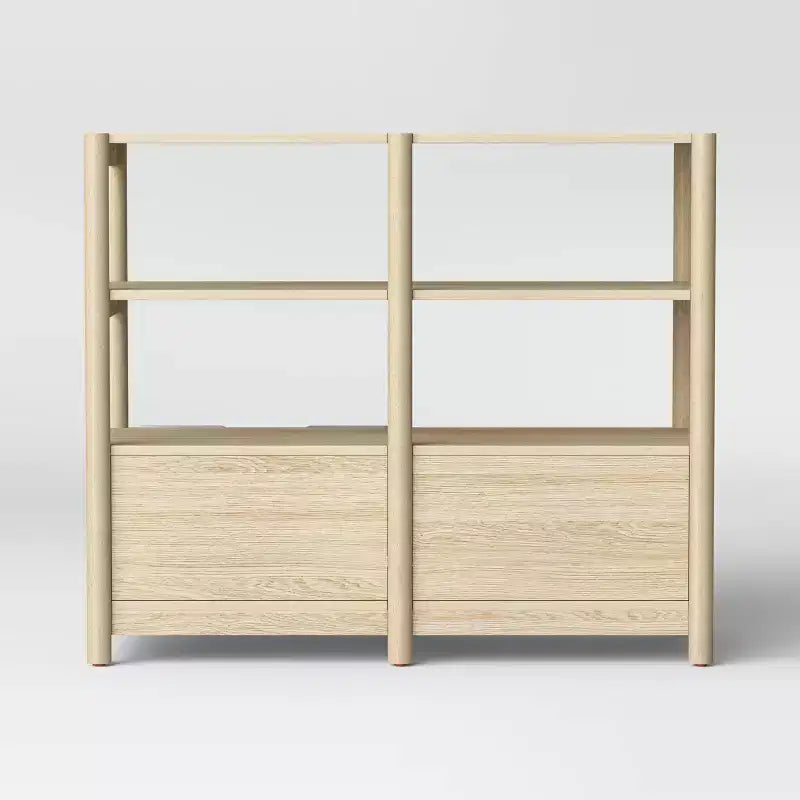 Libreria Piccola da 81 cm stile scandinavo con cassetti, colore naturale
