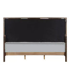 Letto Queen 163,20 cm Carena in Tessuto Grigio Chiaro con Finitura Bianco Marrone: Testiera Imbottita, Struttura in Legno, Richiesto Box Spring