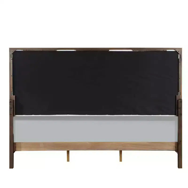 Letto Queen 163,20 cm Carena in Tessuto Grigio Chiaro con Finitura Bianco Marrone: Testiera Imbottita, Struttura in Legno, Richiesto Box Spring