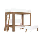Letto a castello a L Mid-Century Modern Twin su Full, in legno massello
