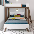 Letto a castello a L Mid-Century Modern Twin su Full, in legno massello