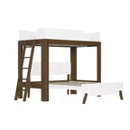 Letto a castello a L Mid-Century Modern Twin su Full, in legno massello