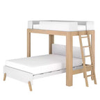 Letto a castello a L Mid-Century Modern Twin su Full, in legno massello