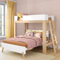 Letto a castello a L Mid-Century Modern Twin su Full, in legno massello