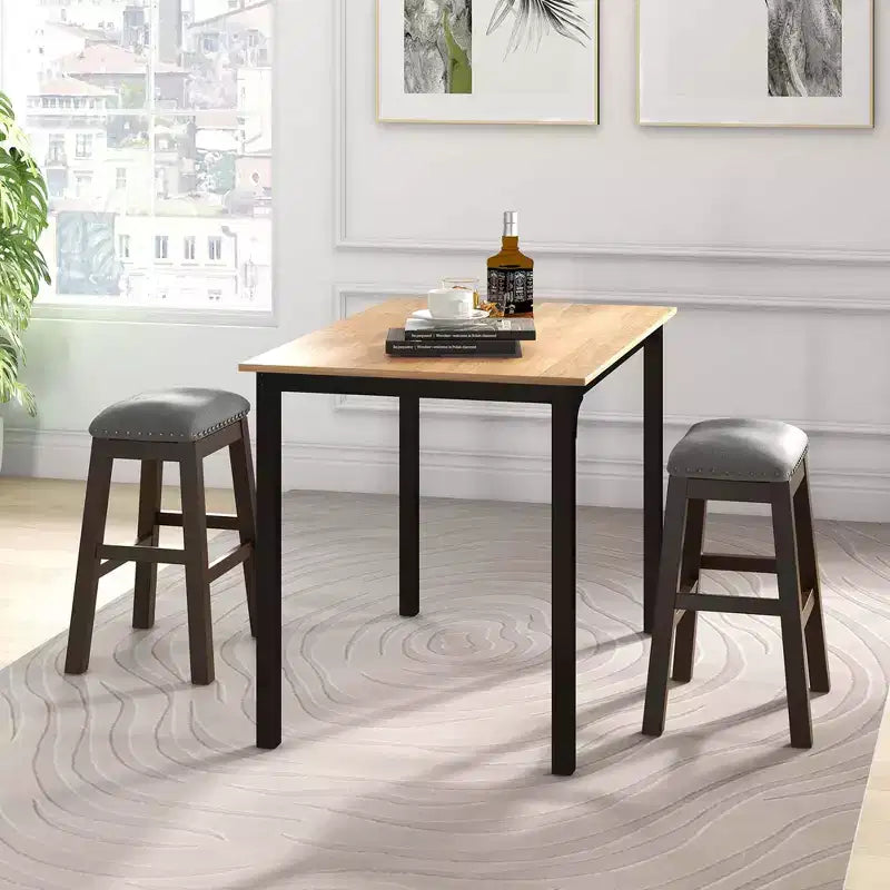 Sgabelli da bar imbottiti a sella, sedie da pranzo da 24,5'' con gambe in legno, grigi