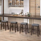 Sgabelli da bar imbottiti a sella, sedie da pranzo da 24,5'' con gambe in legno, grigi