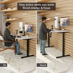 Telaio scrivania sit-stand a manovella con piano - Bianco e Nero