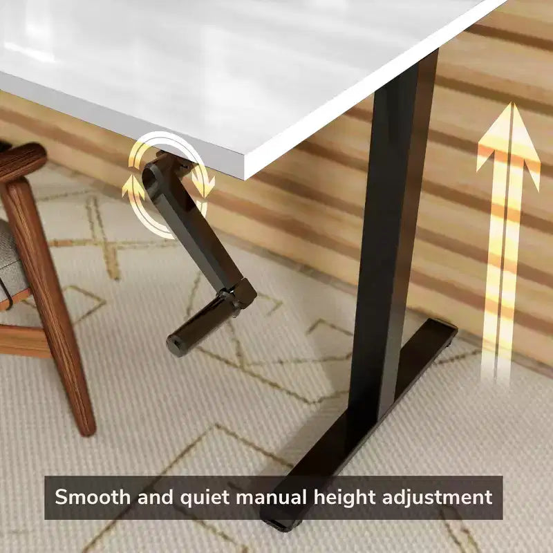 Telaio scrivania sit-stand a manovella con piano - Bianco e Nero