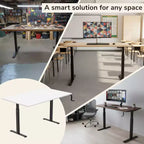 Telaio scrivania sit-stand a manovella con piano - Bianco e Nero