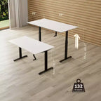 Telaio scrivania sit-stand a manovella con piano - Bianco e Nero