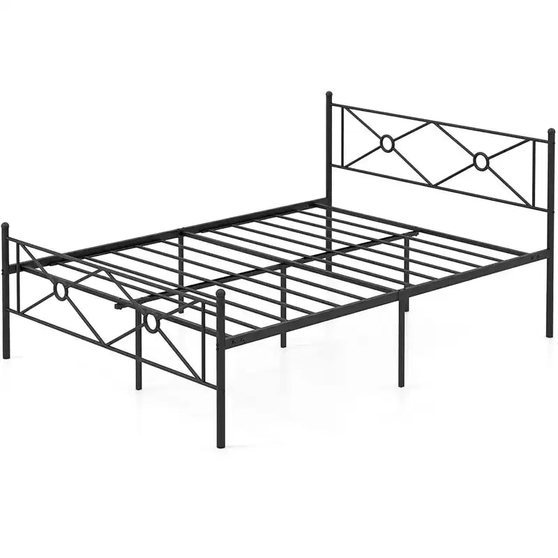 Struttura letto in metallo Full/Queen con testiera e base materasso