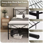 Struttura letto in metallo Full/Queen con testiera e base materasso