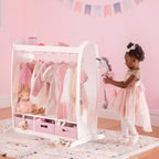 Guidecraft Kids' Dress Up Storage - White: Pretend Play Wardrobe, Costume Armoire and Clothes Organizer with Mirror and Clothing Rack