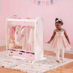 Guardaroba per vestiti per bambini - Bianco: Armadio per giochi di finzione, armadio per costumi e organizer per vestiti con specchio e appendiabiti