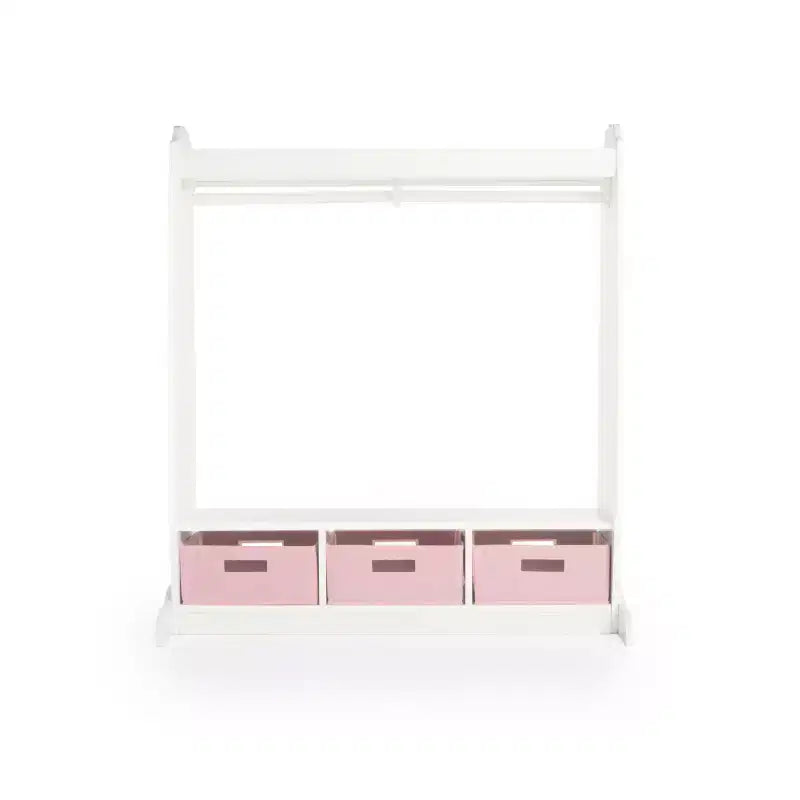 Guardaroba per vestiti per bambini - Bianco: Armadio per giochi di finzione, armadio per costumi e organizer per vestiti con specchio e appendiabiti