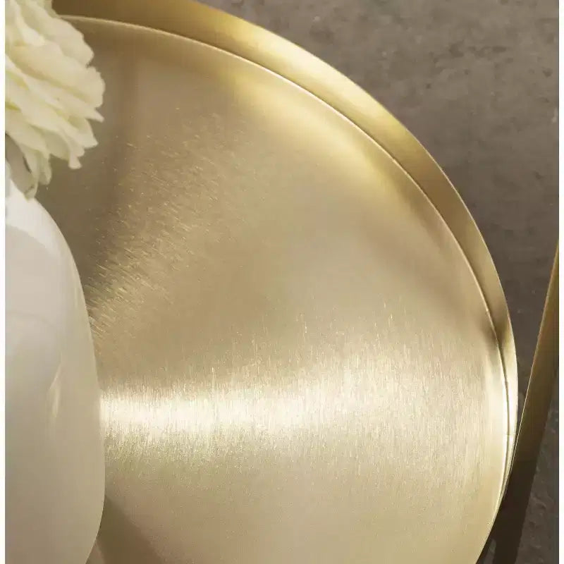 Tavolino rotondo in metallo Lavish, 17 diametro, Oro