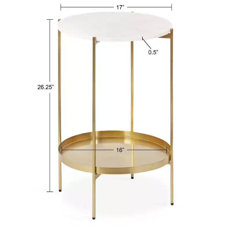 Tavolino rotondo in metallo Lavish, 17 diametro, Oro
