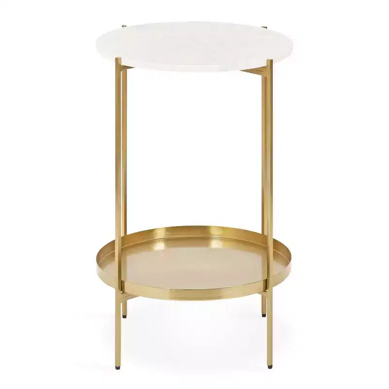 Tavolino rotondo in metallo Lavish, 17 diametro, Oro