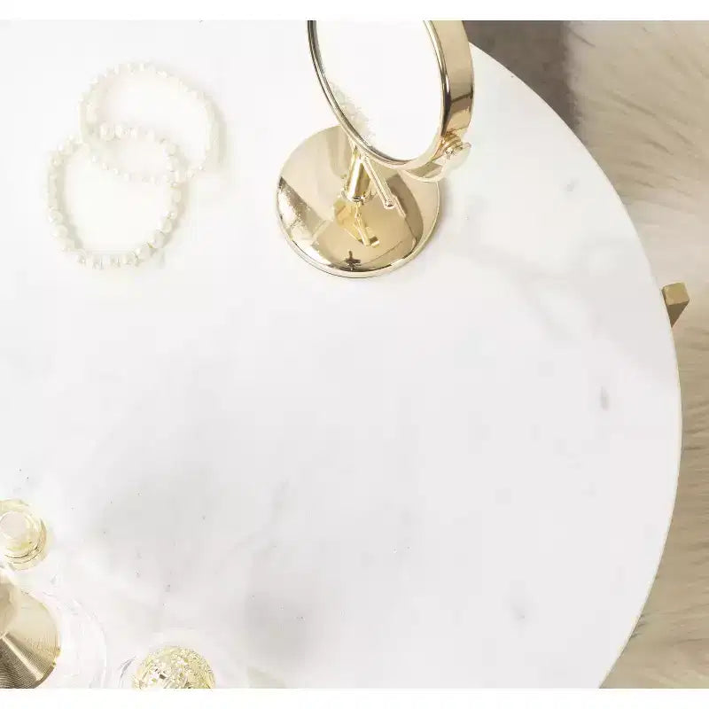 Tavolino rotondo in metallo Lavish, 17 diametro, Oro