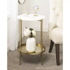 Tavolino rotondo in metallo Lavish, 17 diametro, Oro