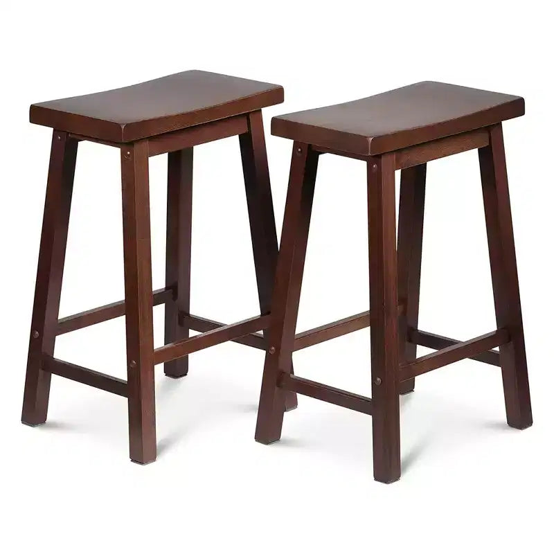 Sgabelli classici da 24 pollici per sedie a sella alti per cucine, sale da pranzo e bar con sedute senza schienale, 4 gambe quadre, noce