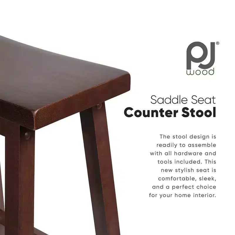 Sgabelli classici da 24 pollici per sedie a sella alti per cucine, sale da pranzo e bar con sedute senza schienale, 4 gambe quadre, noce