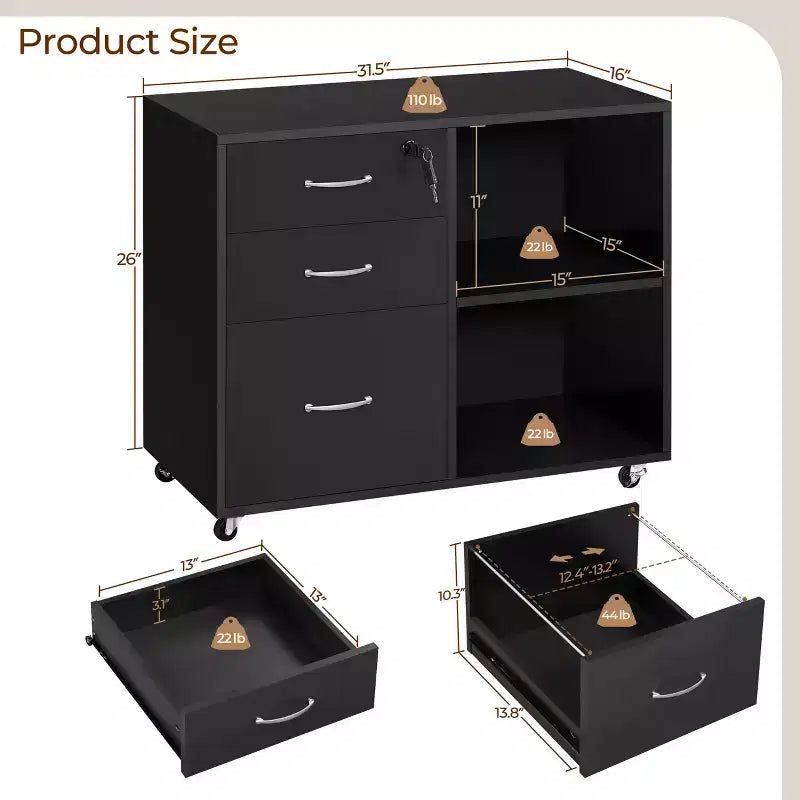 Classificatore vintage con 3 cassetti per casa e ufficio