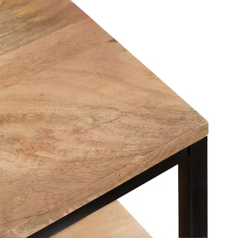 Tavolo Consolle Rettangolare Quarles in Legno, 36x10x30, Naturale e Nero