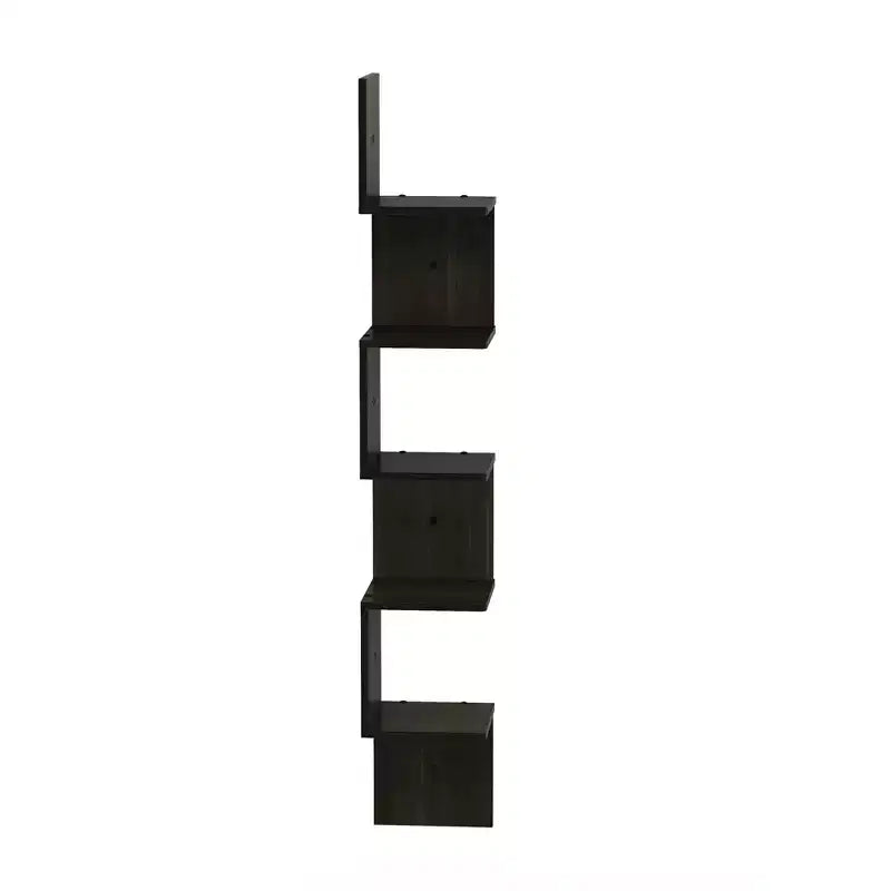 Scaffale a 5 ripiani a forma di S ad angolo, libreria espositiva, Espresso